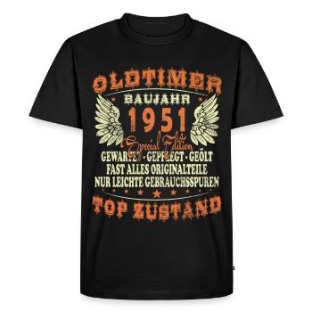 Année 1951 anniversaire de la récolte indiquant 75 ans - T-shirt Premium bio Homme - noir - Devant - Nico (187cm)