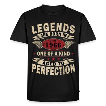 Les légendes sont nées en janvier 1966 - T-shirt Premium bio Homme - noir - Devant - Nico (187cm)