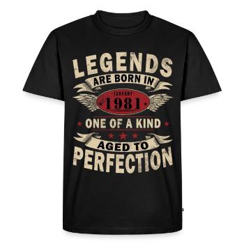 45e anniversaire Original janvier 1981 - T-shirt Premium bio Homme - noir - Devant - Nico (187cm)