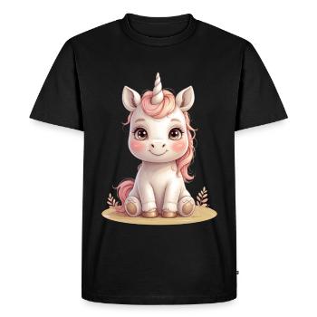 Illustration du bébé licorne doux - T-shirt Premium bio Homme - noir - Devant - Nico (187cm)