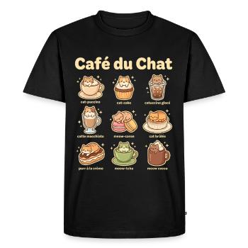 Cat Café Motifs – Treats - Men's Premium Organic T-Shirt - black - Front - Nico (187cm)