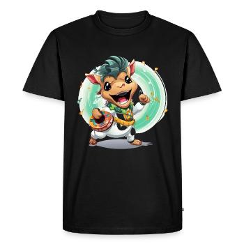 Cow drummers in carnival - Men's Premium Organic T-Shirt - black - Front - Nico (187cm)