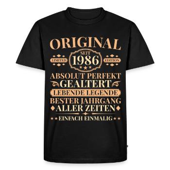 Vintage 1986 40e anniversaire parfaitement vieilli - T-shirt Premium bio Homme - noir - Devant - Nico (187cm)