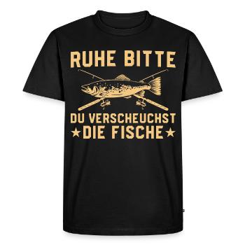 Fishing Rest you scare away the fish - Men's Premium Organic T-Shirt - black - Front - Nico (187cm)