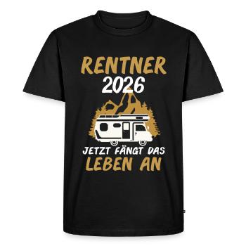 Démarrage de vie des retraités 2026 - T-shirt Premium bio Homme - noir - Devant - Nico (187cm)