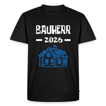 Client 2026 Construction site Häuslbauer Topping-out ceremony - Men's Premium Organic T-Shirt - black - Front - Nico (187cm)