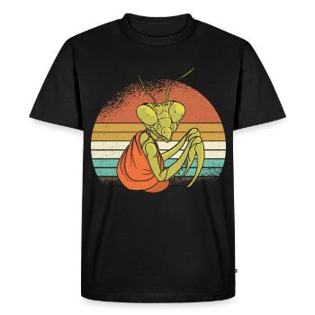 Mantis dans un coucher de soleil rétro - T-shirt Premium bio Homme - noir - Devant - Nico (187cm)