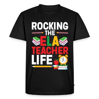 Spécialiste de l’équipe d’enseignement des arts du langage anglais - T-shirt Premium bio Homme - noir - Devant - Nico (187cm)