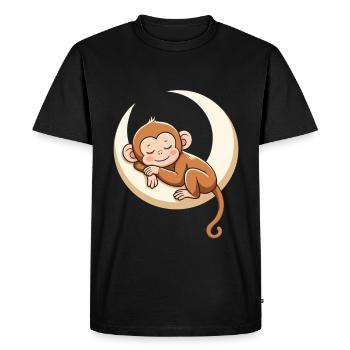 Sleeping monkey on moon pillow - Men's Premium Organic T-Shirt - black - Front - Nico (187cm)