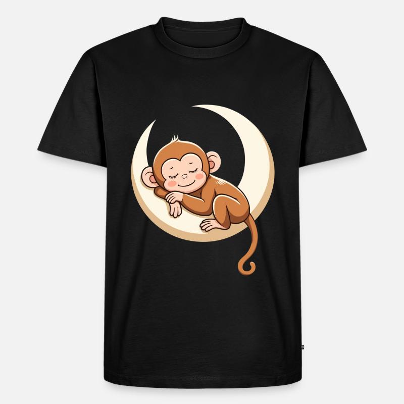 Sleeping monkey on moon pillow - Men's Premium Organic T-Shirt - black