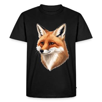 Illustration de tête de renard : tons chauds de la nature - T-shirt Premium bio Homme - noir - Devant - Nico (187cm)