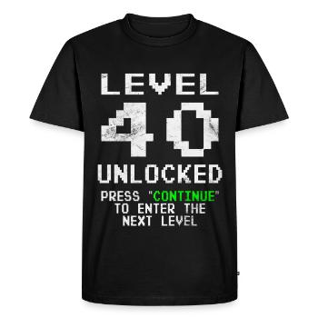 40th Birthday Level 40 Unlocked 40th Anniversary Gift - Men's Premium Organic T-Shirt - black - Front - Nico (187cm)