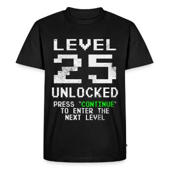 T-shirt déverrouillé niveau 25 Chemise du 25e anniversaire - T-shirt Premium bio Homme - noir - Devant - Nico (187cm)