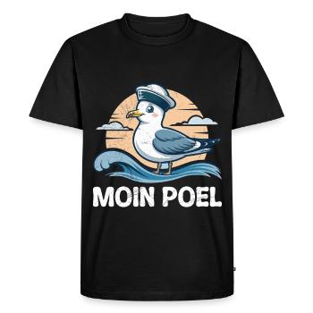 Mer Baltique MOIN POEL Souvenir Mouette Drôle - T-shirt Premium bio Homme - noir - Devant - Nico (187cm)