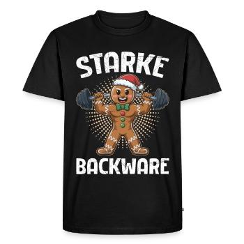 Homme en pain d’épices STARKE BACKWARE Drôle - T-shirt Premium bio Homme - noir - Devant - Nico (187cm)
