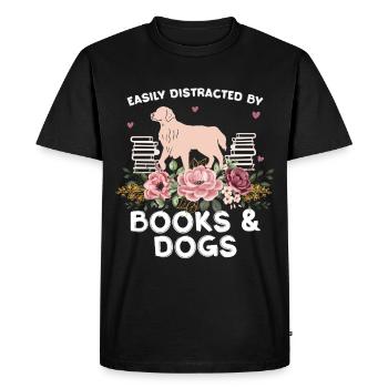 Livres et Harmonie florale des chiens - T-shirt Premium bio Homme - noir - Devant - Nico (187cm)