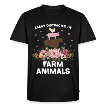 Animaux de ferme avec des fleurs : humour - T-shirt Premium bio Homme - noir - Devant - Nico (187cm)