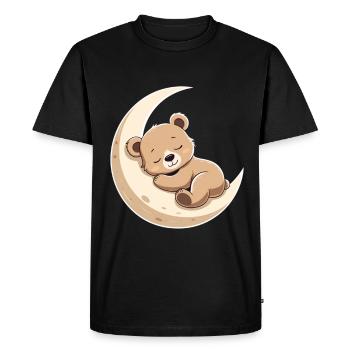 Moon cuddly bear in a dream - Men's Premium Organic T-Shirt - black - Front - Nico (187cm)