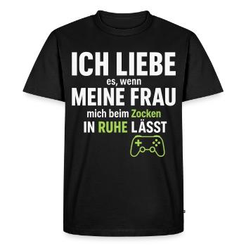 I love my wife – when she lets me gamble - Men's Premium Organic T-Shirt - black - Front - Nico (187cm)
