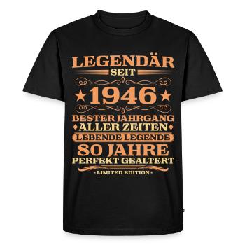 1946 vintage 80 years perfectly aged - Men's Premium Organic T-Shirt - black - Front - Nico (187cm)