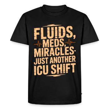 Infirmière en soins intensifs Fluides Médicaments Miracles Medical Frontline - T-shirt Premium bio Homme - noir - Devant - Nico (187cm)