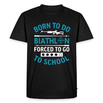 Né pour faire du biathlon, forcé d’aller à l’école - T-shirt Premium bio Homme - noir - Devant - Nico (187cm)