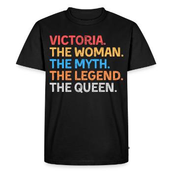 Victoria La Femme Le Mythe La Légende La Reine - T-shirt Premium bio Homme - noir - Devant - Nico (187cm)