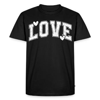 LOVE – Vintage Typography Heart Design - T-shirt Premium bio Homme - noir - Devant - Nico (187cm)