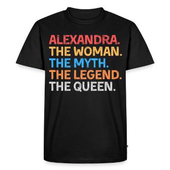 Alexandra La Femme Le Mythe La Légende La Reine - T-shirt Premium bio Homme - noir - Devant - Nico (187cm)