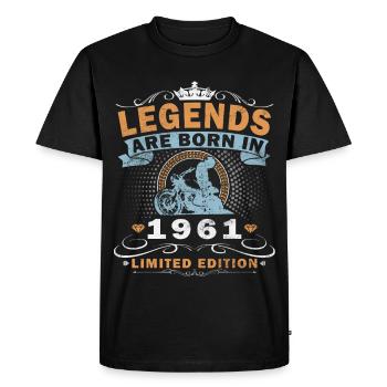 Naissance du motard motard vintage en 1961 - T-shirt Premium bio Homme - noir - Devant - Nico (187cm)