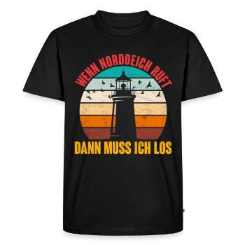 Vacances en mer du Nord QUAND NORDDEICH APPELLE Drôle - T-shirt Premium bio Homme - noir - Devant - Nico (187cm)