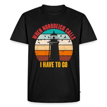 Vacances en mer du Nord QUAND NORDDEICH APPELLE Drôle - T-shirt Premium bio Homme - noir - Devant - Nico (187cm)