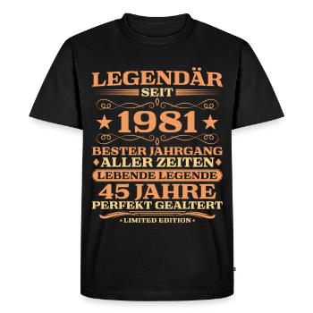 1981 vintage 45 years perfectly aged - Men's Premium Organic T-Shirt - black - Front - Nico (187cm)