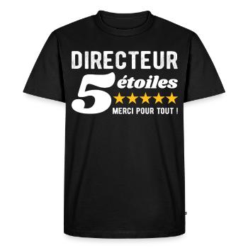 Cadeau Directeur 5 Étoiles - Merci pour tout  - T-shirt Premium bio Homme - noir - Devant - Nico (187cm)