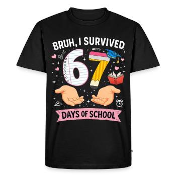 Mec, j’ai survécu à 67 jours d’école - T-shirt Premium bio Homme - noir - Devant - Nico (187cm)