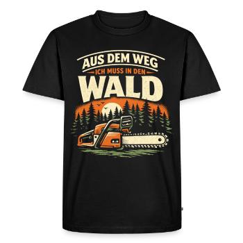 Funny Chainsaw Saying Lumberjack Forester - Men's Premium Organic T-Shirt - black - Front - Nico (187cm)