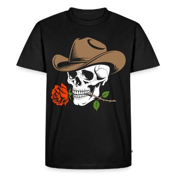 Skeleton Cowboy Rose - Men's Premium Organic T-Shirt - black - Front - Nico (187cm)