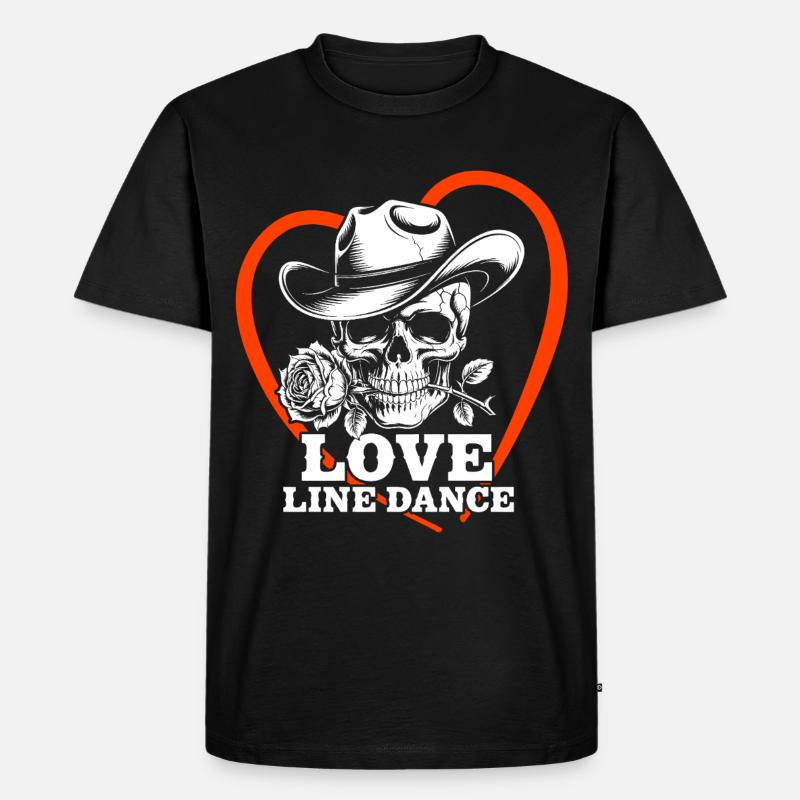 Love Line Dance Skull - Männer Premium Bio T-Shirt - Schwarz