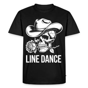Squelette avec chapeau de cow-boy et rose - T-shirt Premium bio Homme - noir - Devant - Nico (187cm)