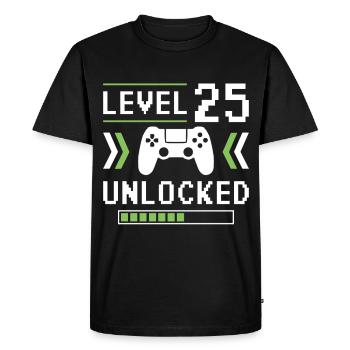 25th Birthday Level 25 unlocked - Men's Premium Organic T-Shirt - black - Front - Nico (187cm)