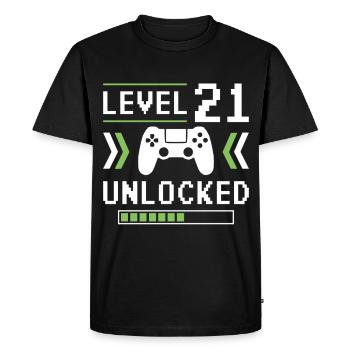 21e anniversaire niveau 21 débloqué - T-shirt Premium bio Homme - noir - Devant - Nico (187cm)