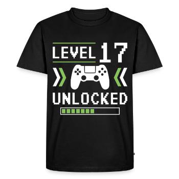 17e anniversaire Niveau 17 débloqué - T-shirt Premium bio Homme - noir - Devant - Nico (187cm)