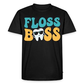 Assistant dentaire dentaire Floss - T-shirt Premium bio Homme - noir - Devant - Nico (187cm)