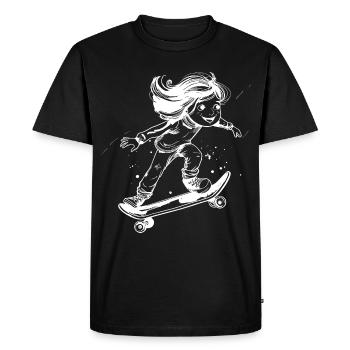 Dessin de fille en skateboard - T-shirt Premium bio Homme - noir - Devant - Nico (187cm)