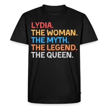 Lydia La Femme Le Mythe La Légende La Reine - T-shirt Premium bio Homme - noir - Devant - Nico (187cm)