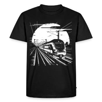 Dessin ferroviaire - T-shirt Premium bio Homme - noir - Devant - Nico (187cm)