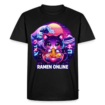Ramen Neon Cat Kawaii Japon - T-shirt Premium bio Homme - noir - Devant - Nico (187cm)