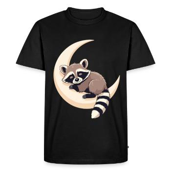 Raton laveur lunaire sur le croissant - T-shirt Premium bio Homme - noir - Devant - Nico (187cm)