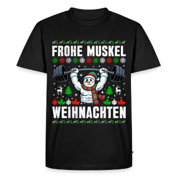 Salle de sport JOYEUX MUSCLE CHRISTMAS Drôle - T-shirt Premium bio Homme - noir - Devant - Nico (187cm)