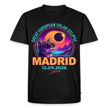 Éclipse de Solar Cat Madrid 2026 - T-shirt Premium bio Homme - noir - Devant - Nico (187cm)